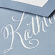 Hand Engraved Name on Lightweight Dalton Blue Folded Note Cards Image 2 of 2